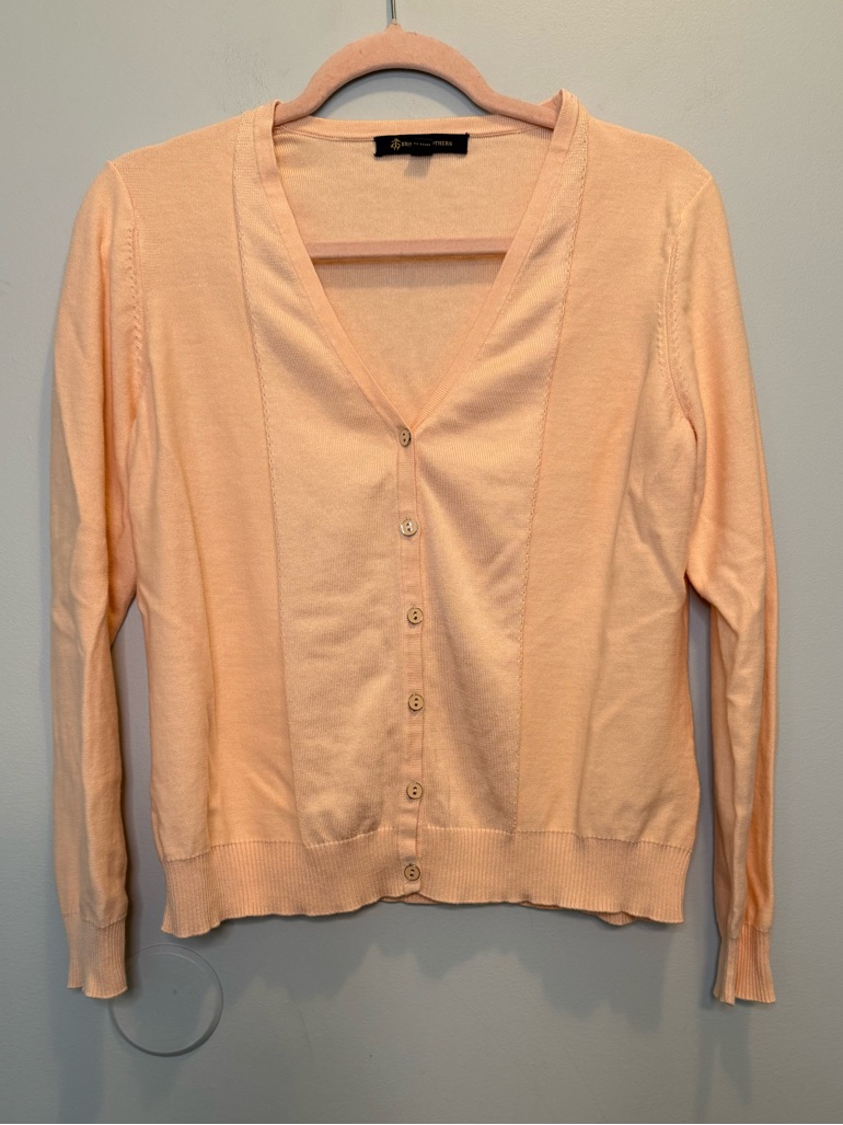 Brooks Brothers Peach Classic V-Neck Cardigan Soft Xl
